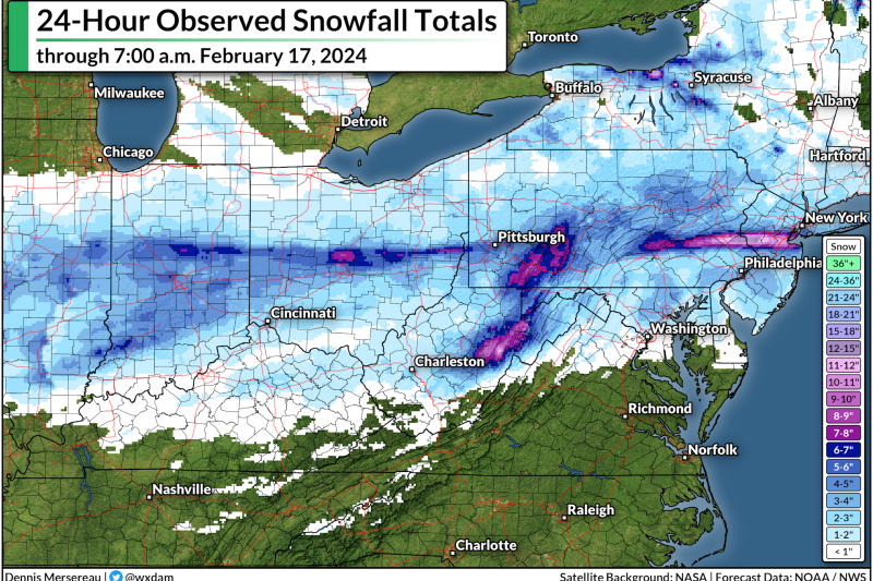 How an incredible band of snow developed over the Northeast on Saturday