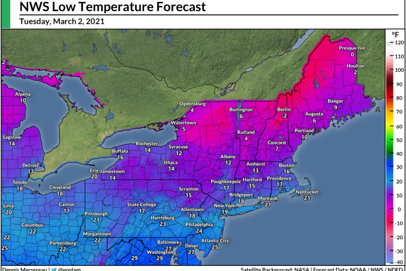 A Flash Freeze Will Chill New England on Monday Night And Tuesday