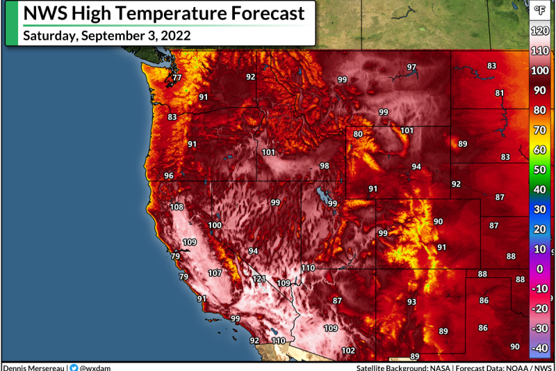 Long-Duration Extreme Heat Settling Over Western U.S. To Begin September