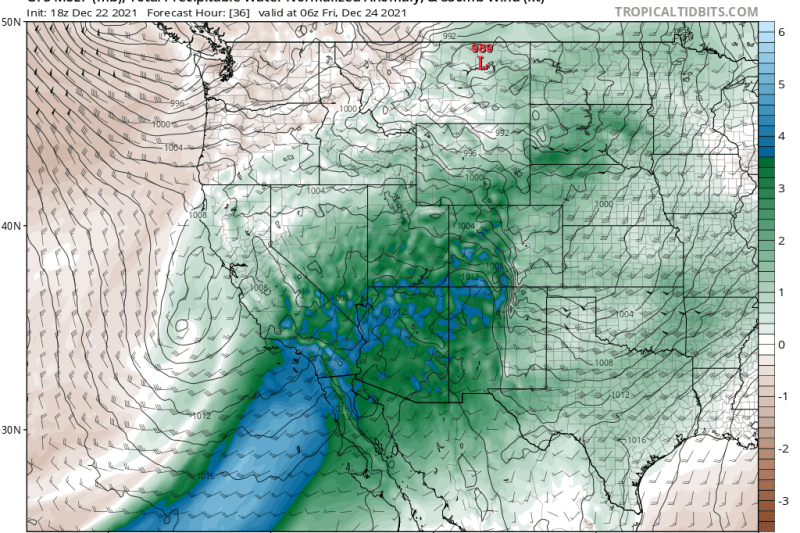 A Slug Of Moisture Heads For California And A Deep Chill Heads For Washington