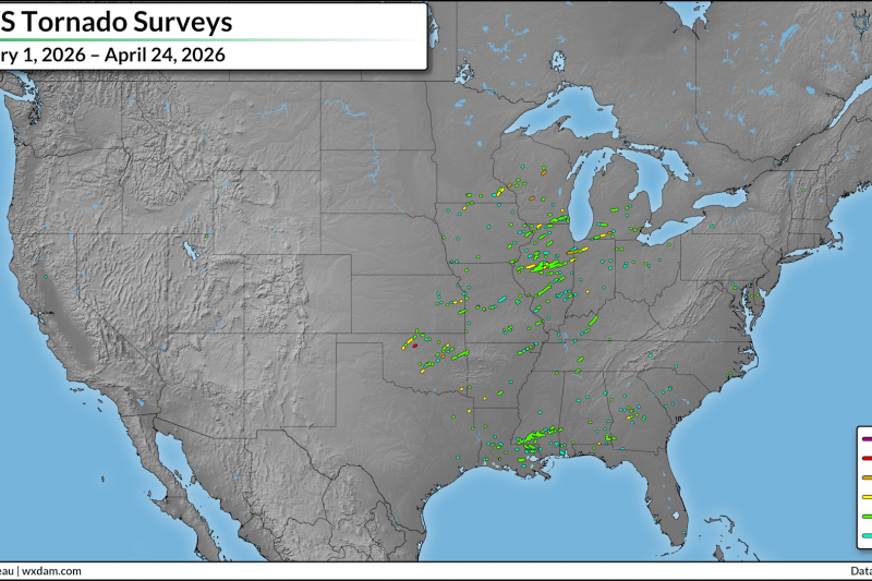440+ tornadoes reported so far in 2026