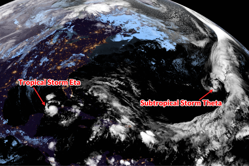 Subtropical Storm Theta Makes 2020 Atlantic Hurricane Season The Most Active On Record