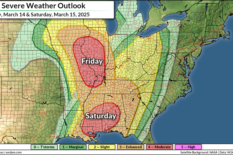Significant severe thunderstorm outbreaks expected Friday and Saturday