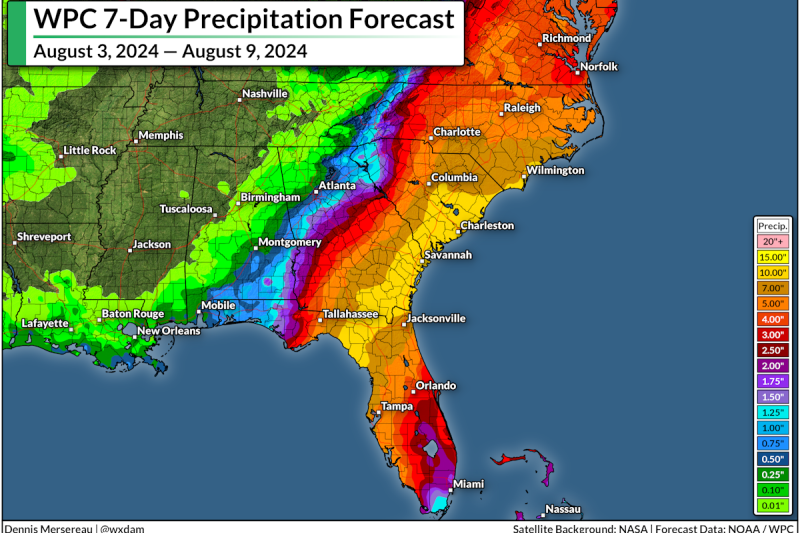 Major flood threat to develop this week as tropical storm stalls over southeast