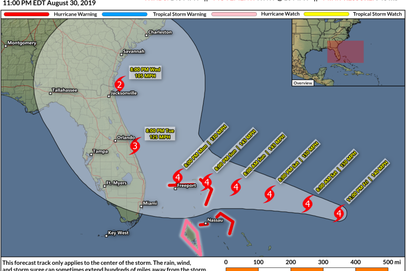 Hurricane Dorian, Now A Category Four, Poses A Major Threat To Southeast Next Week