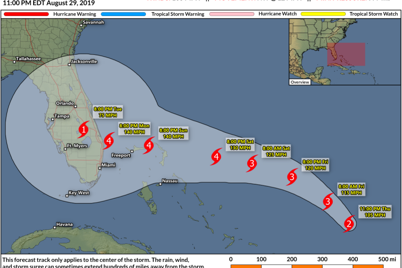 Hurricane Dorian Poised To Threaten Florida As A Major Hurricane Early Next Week