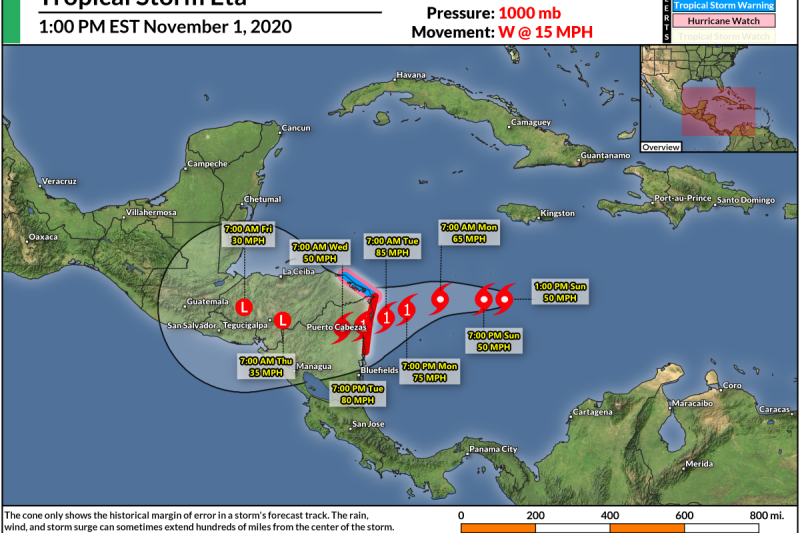 Tropical Storm Eta, Historic 28th Named Storm Of 2020, Threatens Central America This Week