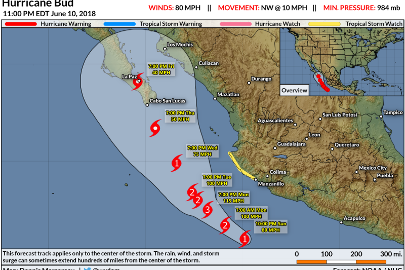 Hurricane Bud Expected to Rapidly Intensify Off Mexico’s West Coast This Week