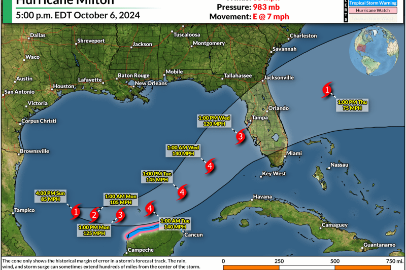 Milton to hit Florida as a major hurricane on Wednesday