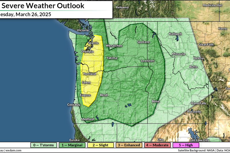 Supercells with large hail possible around Seattle, Portland on Wednesday