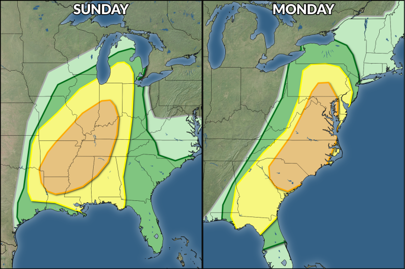 Widespread severe weather expected Sunday and Monday