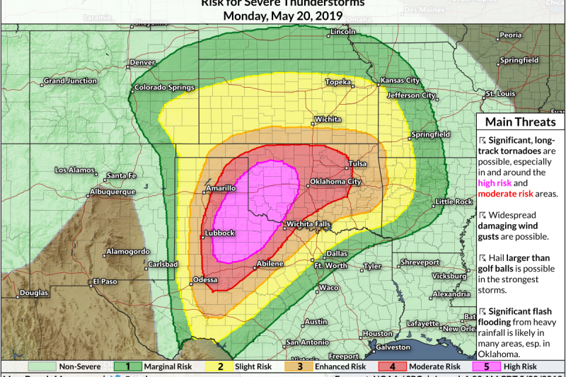 A Rare ‘High Risk’ Tornado Outbreak and Flash Flooding Are Likely in Texas and Okla. Monday
