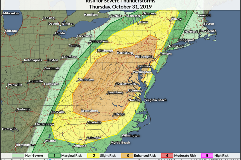 Dangerous T’storms Will Roll Through The Mid-Atlantic Just In Time For Trick-Or-Treating