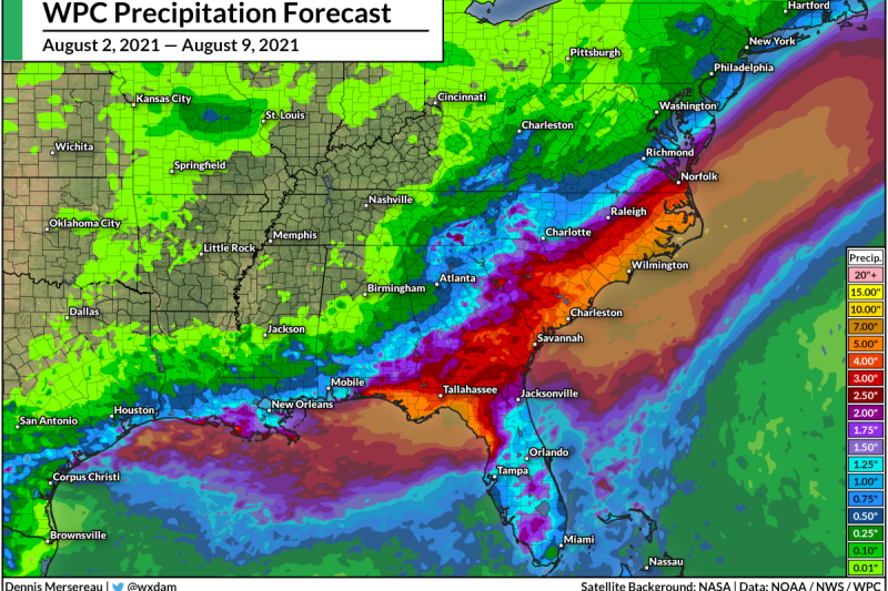 Some Parts Of The Southeastern U.S. Could See 5-7+ Inches Of Rain This Week