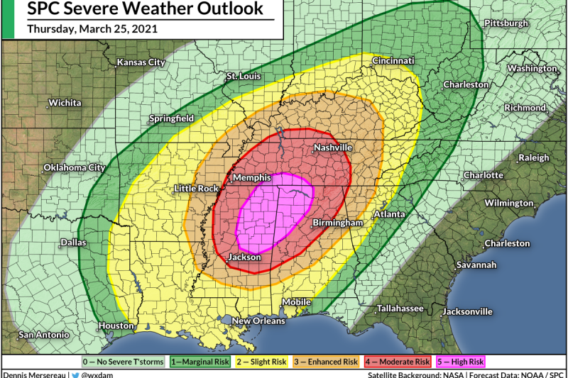 A High-Risk Tornado Outbreak Is Likely In The Southeast On Thursday