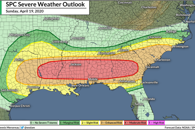 Another Dangerous Severe Weather Outbreak Is Possible In The Southeast On Sunday
