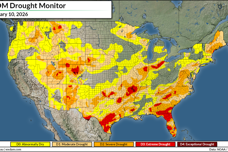 Drought covers nearly half of the U.S. this week