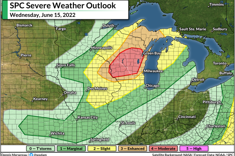 Strong Tornadoes, Damaging Winds Possible In The Upper Midwest Wednesday
